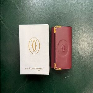 Cartier Burgundy and Gold Leather Key Case